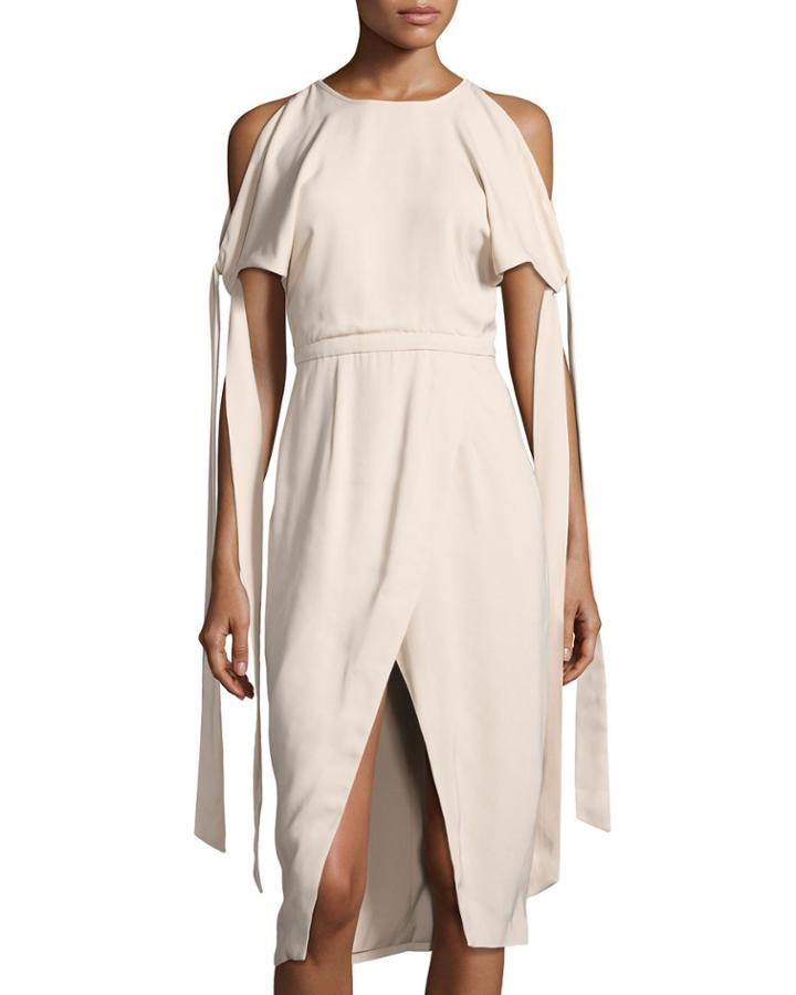 Two-minds Cold-shoulder Dress, Rust