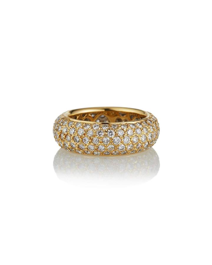 Estate 18k Yellow Gold Pave Diamond Ring,