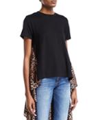 Flared Back High-low Animal Print Top