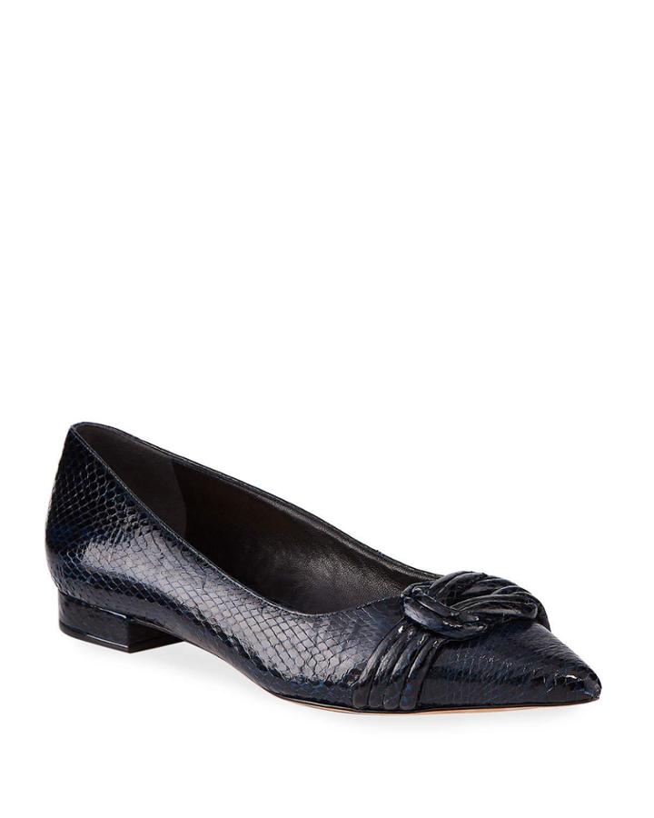 Knot Snakeskin Ballet Flats