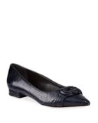 Knot Snakeskin Ballet Flats