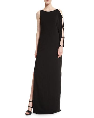 One-sleeve Column Gown, Black