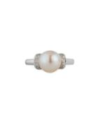 14k White Gold Pearl & Diamond-set Ring, White,