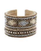 Wide Mixed Seed Bead Cuff Bracelet