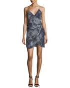 Cassie V-neck Sleeveless Draped Silk Printed Dress