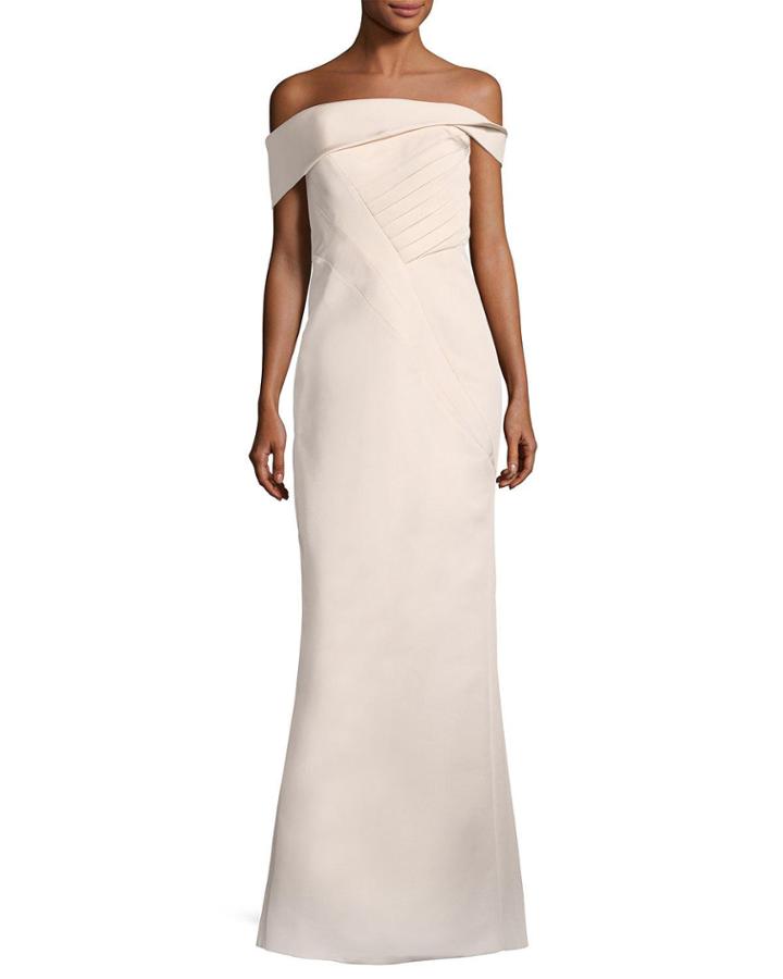 Off-the-shoulder Seamed Column Gown