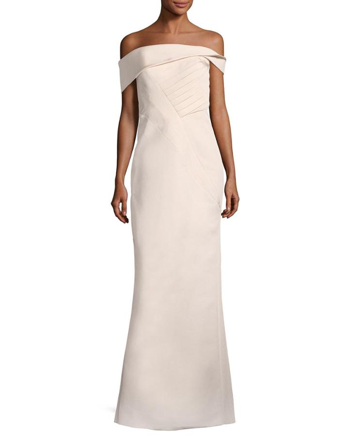 Off-the-shoulder Seamed Column Gown