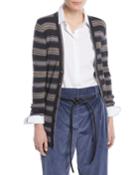 Metallic Striped Wool-cashmere Cardigan