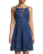 Hayden Lace Fit-and-flare Halter Dress