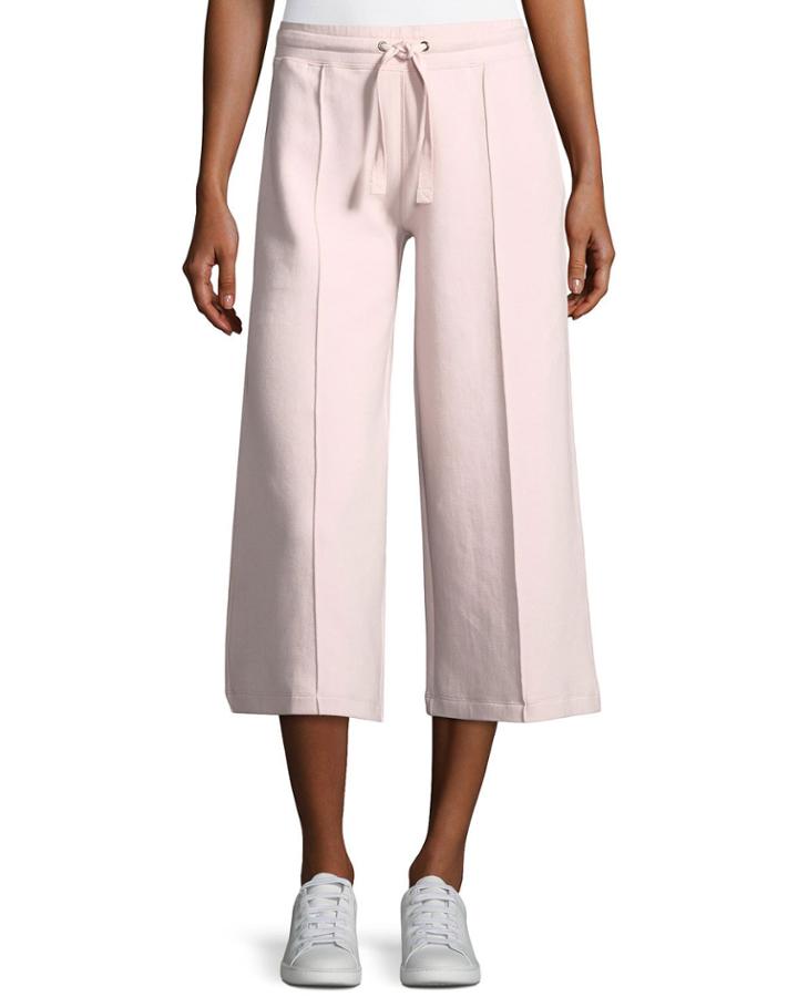 Drawstring Crop Culotte Pants With Pintucking