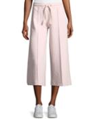 Drawstring Crop Culotte Pants With Pintucking