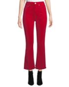 Mid-rise Cropped Velvet Kick-flare Pants