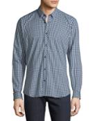 Men's Semi-fitted Check Sport Shirt, Dark Blue
