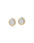 Classique Round Pave Diamond Stud Earrings, Yellow