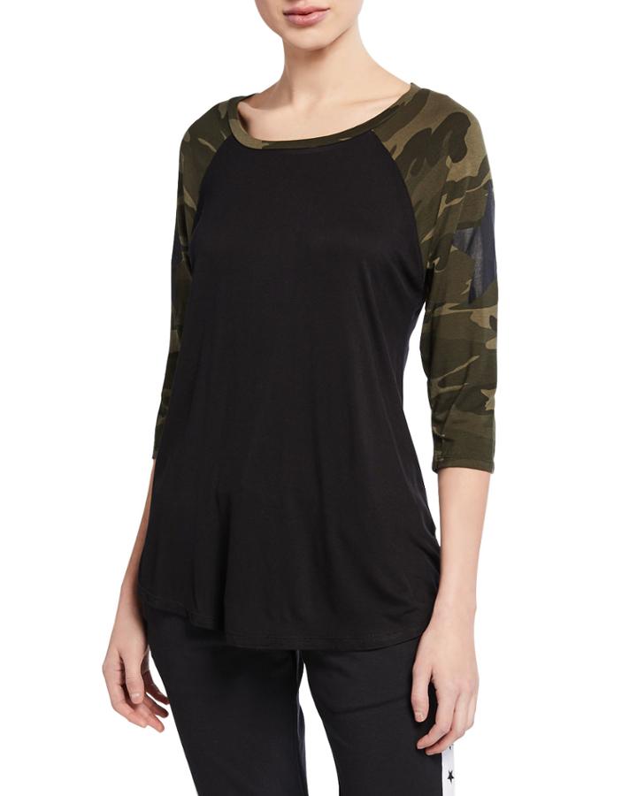 Camo-sleeve Baseball Tee