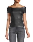 Off-the-shoulder Fitted Bristol Leather Ballet Top
