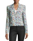 Floral-print Single-button Blazer,