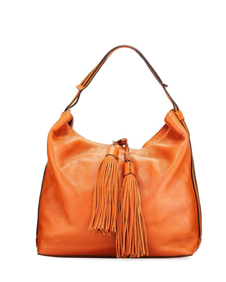 Isobel Leather Hobo Bag, Almond