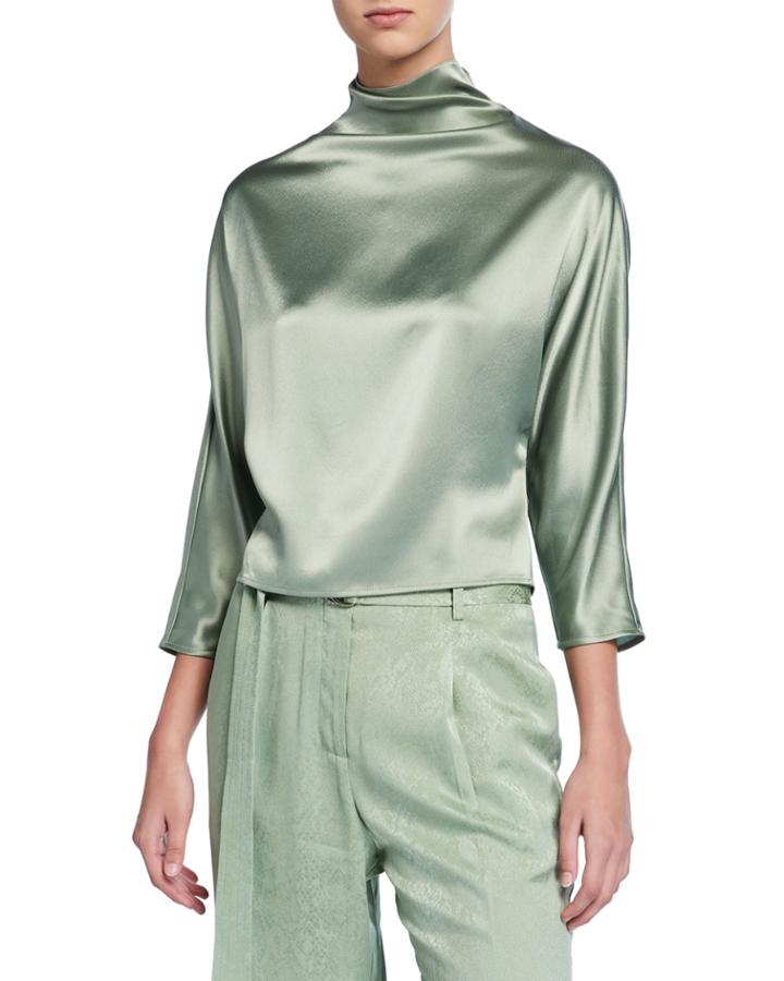 Lightweight Satin High Neck Top