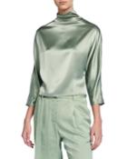 Lightweight Satin High Neck Top