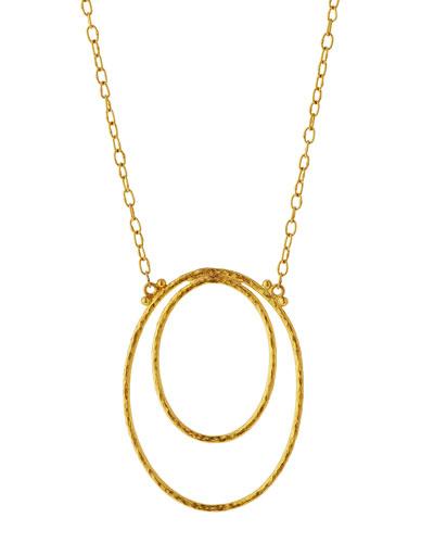 Delicate Glow 24k Double-oval Pendant Necklace