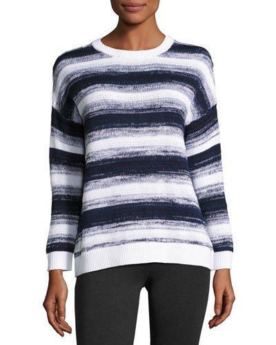 Ombr&eacute;-stripe Pullover Sweater, Blue/white