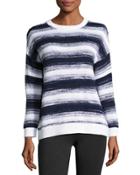 Ombr&eacute;-stripe Pullover Sweater, Blue/white