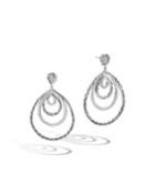 Classic Chain Graduating Hoop Earrings W/ Diamonds
