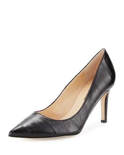 Cissy Eel-skin Pointed Pump, Black