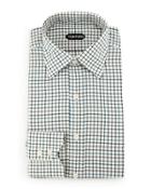 Tattersall Sport Shirt, Black/teal/white