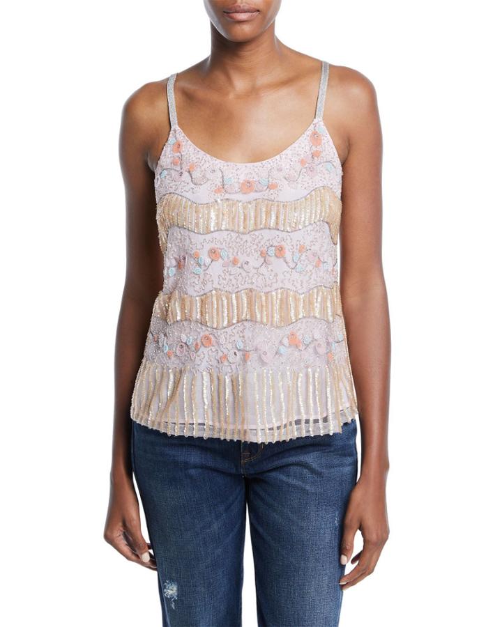 Juliet Scoop-neck Beaded Cami Top