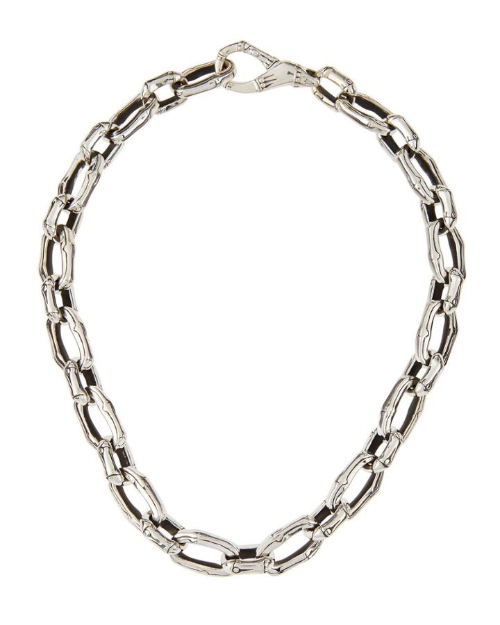 Silver Bamboo Link Necklace,