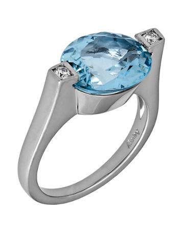 Lc Estate Jewelry Collection Estate Asprey 18k Aquamarine & Diamond Ring, Size 6.5, Women's, Gold