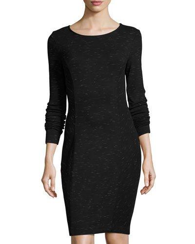 Pont&eacute; Seamed Sheath Dress, Black