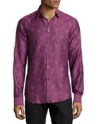 Printed Woven Sport Shirt, Bordeaux
