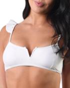 Solid Ruffle-shoulder Bikini Top