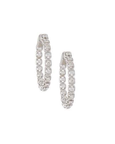 Square Link Hoop Earrings With Diamonds