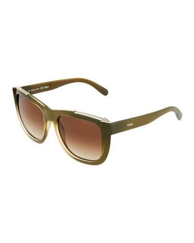 Two-tone Acetate Sunglasses, Khaki