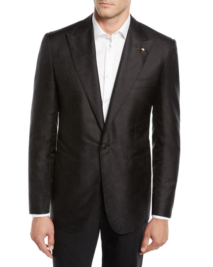 Men's Solid Textured Dinner Jacket