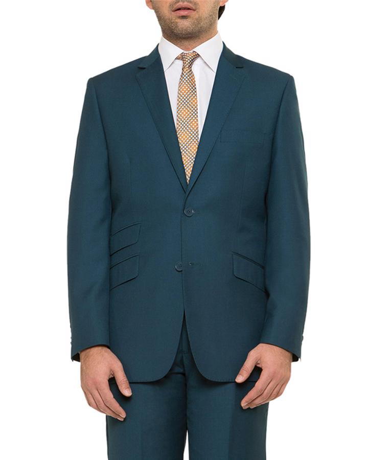 Men's Solid Two-button Ticket Jacket, Teal
