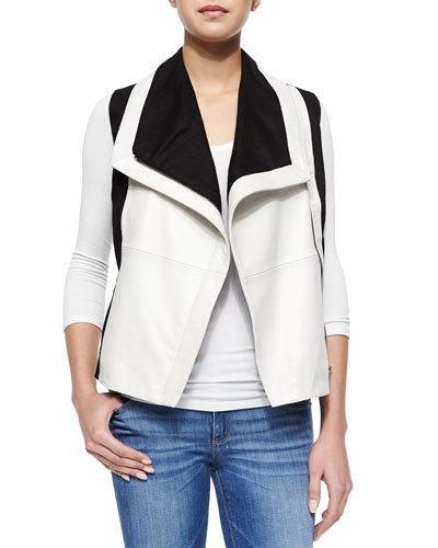 Colorblock Asymmetric Vest, Black/white