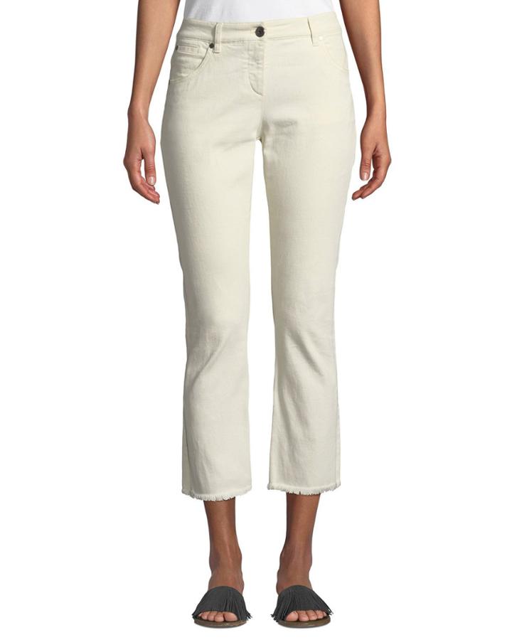 Frayed-hem Skinny Ankle Jeans