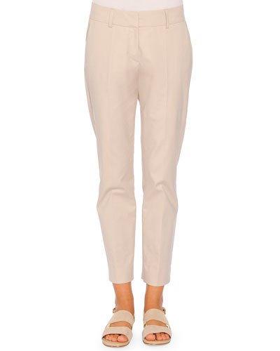 Kim Polished Poplin Ankle Pants, Ice