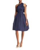 Back Bow-tie One-shoulder Silk Taffeta Cocktail Dress