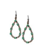 Emerald & Champagne Diamond Teardrop Earrings