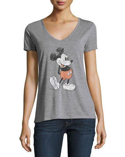 Mickey Mouse V-neck Tee, Gray