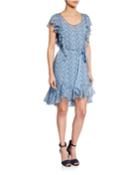 Floral-print Flounce Belted Dress