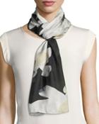 X-ray Blossom Oblong Scarf, Black/brown