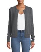 Cashmere Button-front Cardigan, Gray