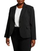 Plus Size Chalk Stripe Two-button Jacket